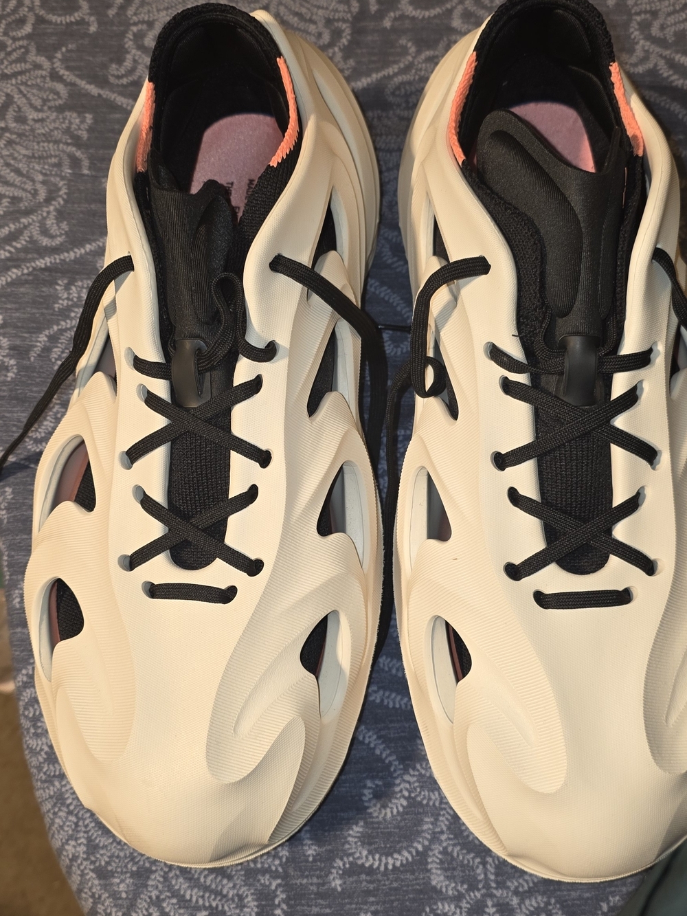 adidas Kids Cream and Black Sneakers with Coral Accent